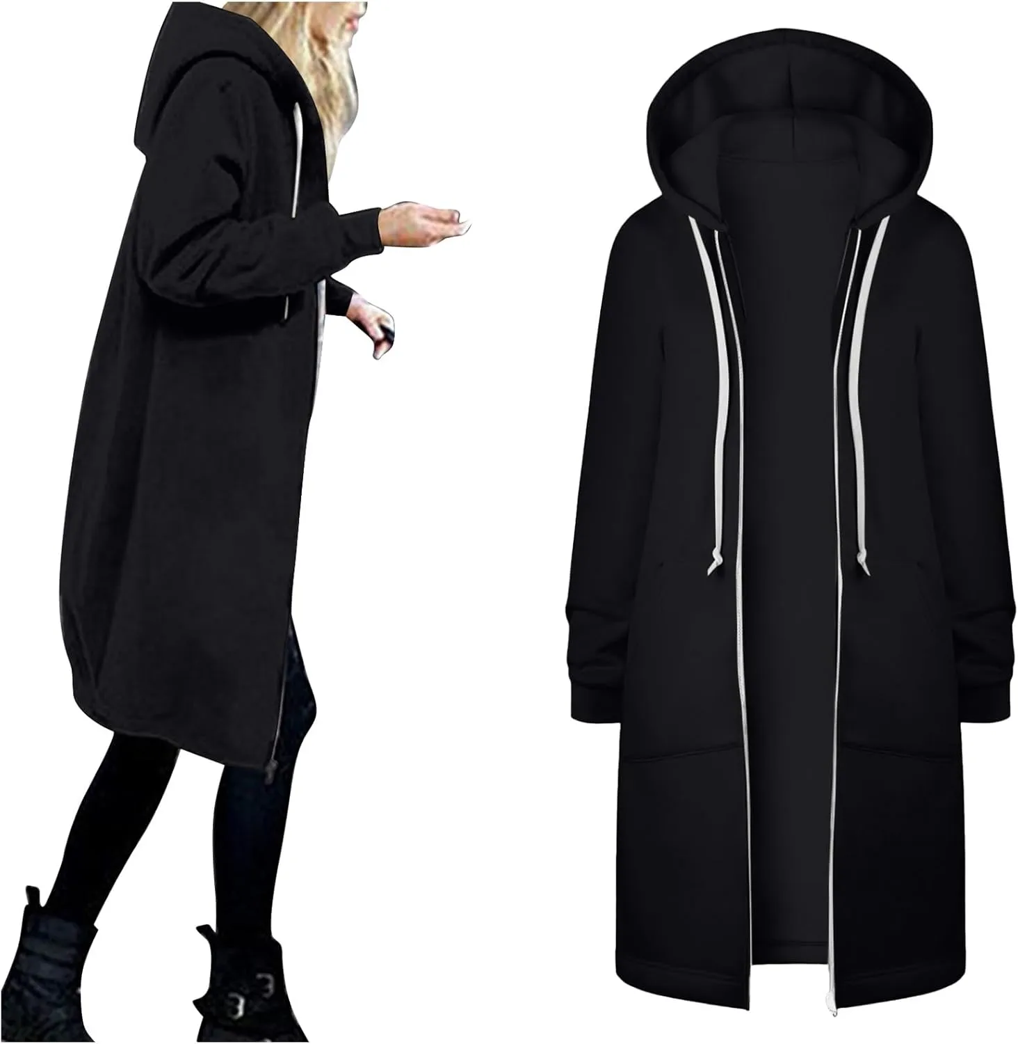 Womens Zip Up Hoodies Long Sleeve Fall Lightweight Hooded Sweatshirt Oversized Fleece Jacket With Pockets