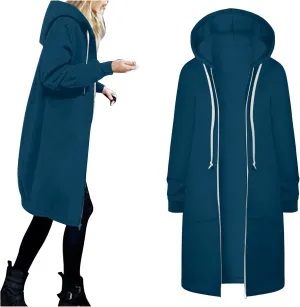 Womens Zip Up Hoodies Long Sleeve Fall Lightweight Hooded Sweatshirt Oversized Fleece Jacket With Pockets