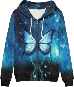 Womens Zip Up Hoodies Long Sleeve Hooded Sweatshirts 2024 Outfits Casual Drawstring Jacket with Pockets