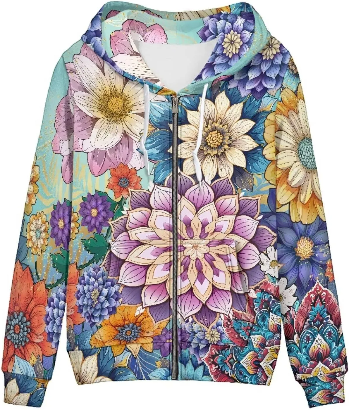 Womens Zip Up Hoodies Long Sleeve Hooded Sweatshirts 2024 Outfits Casual Drawstring Jacket with Pockets