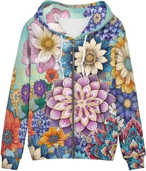 Womens Zip Up Hoodies Long Sleeve Hooded Sweatshirts 2024 Outfits Casual Drawstring Jacket with Pockets