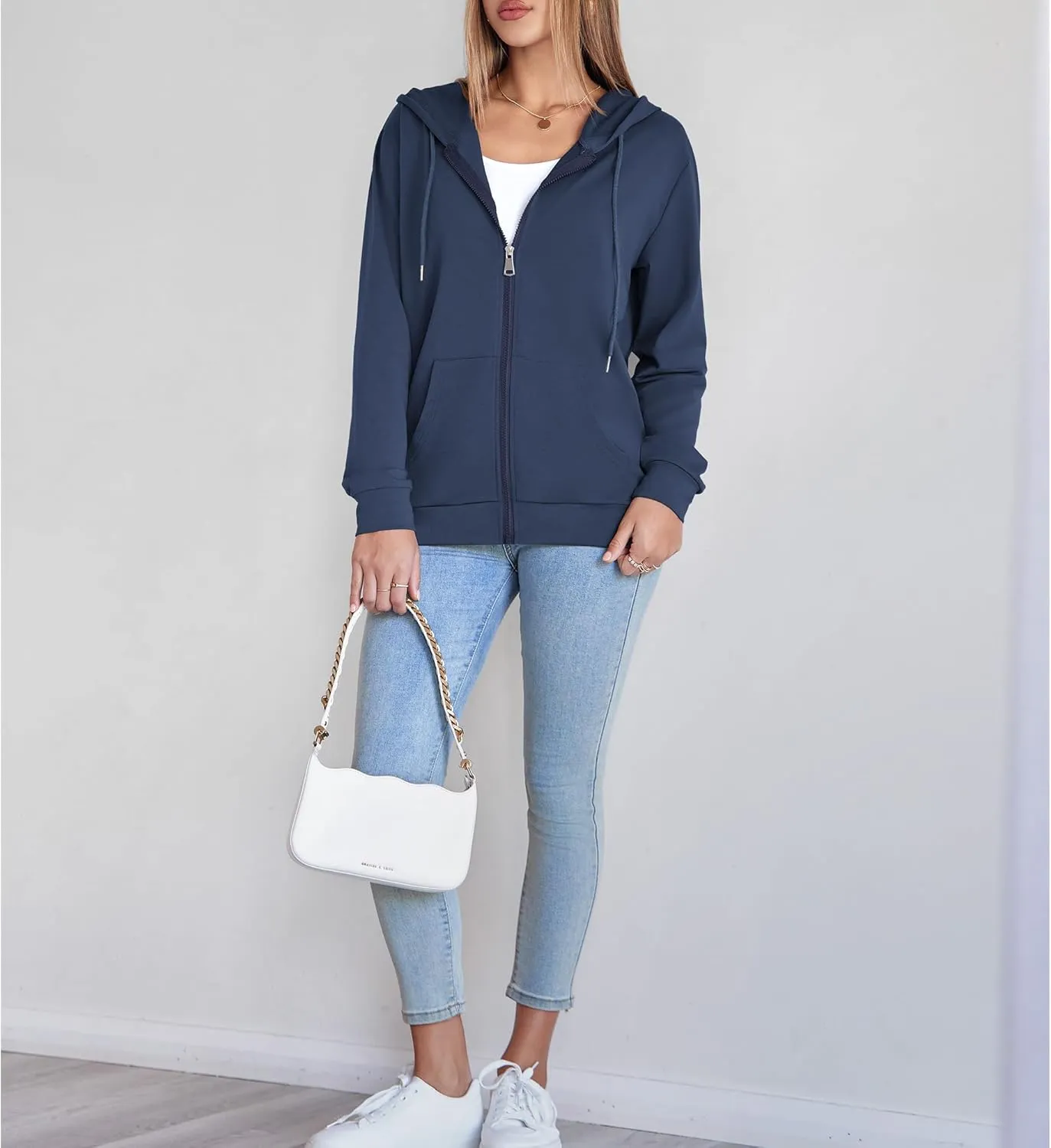 Womens Zip Up Hoodies Long Sleeve Hooded Sweatshirts Y2K Fall Fashion Clothes Casual Trendy Jacket