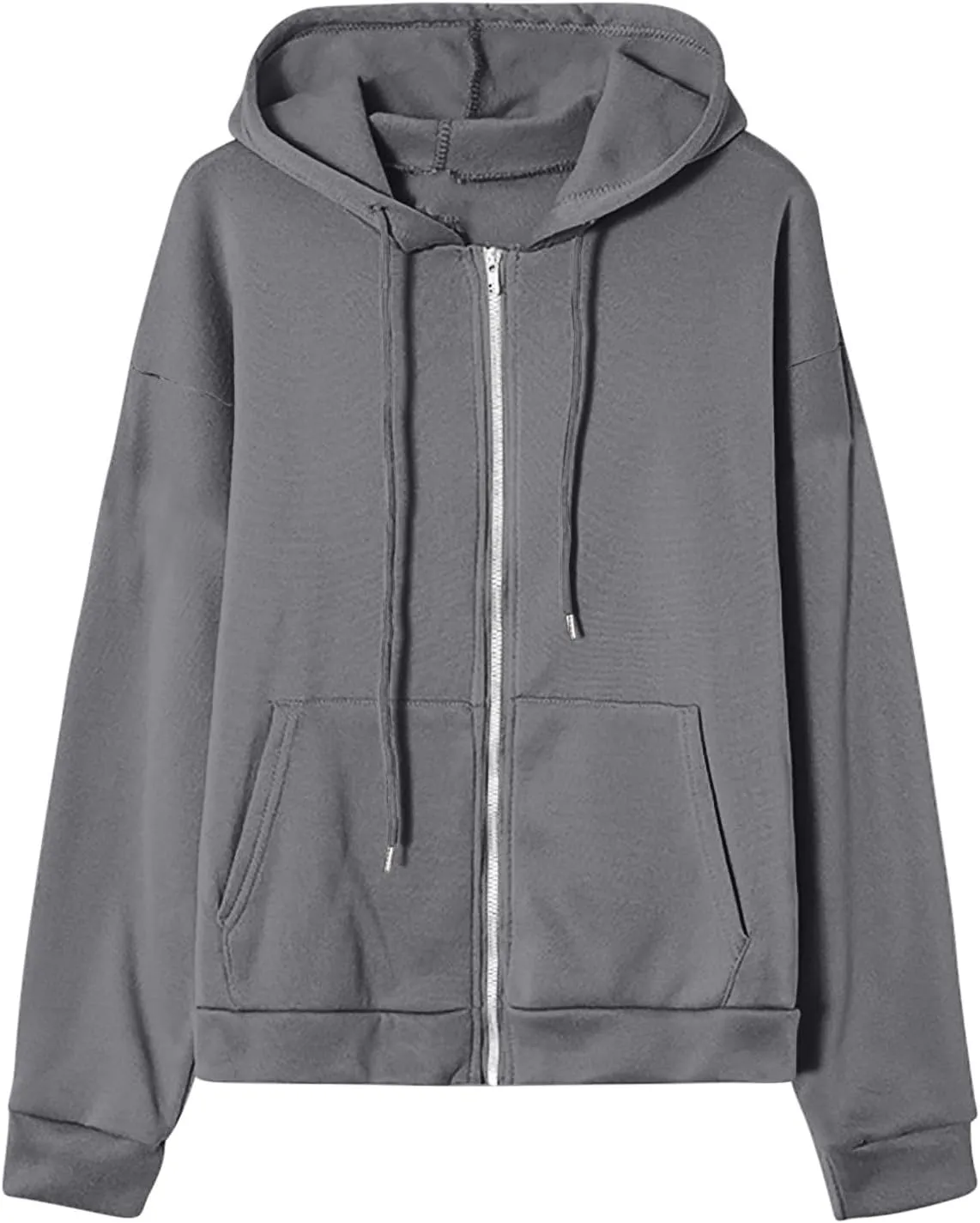 Womens Zip Up Hoodies Long Sleeve Oversized Sweatshirts Fleece Jacket Pockets 2024 Fall Outfits Fashion Clothes