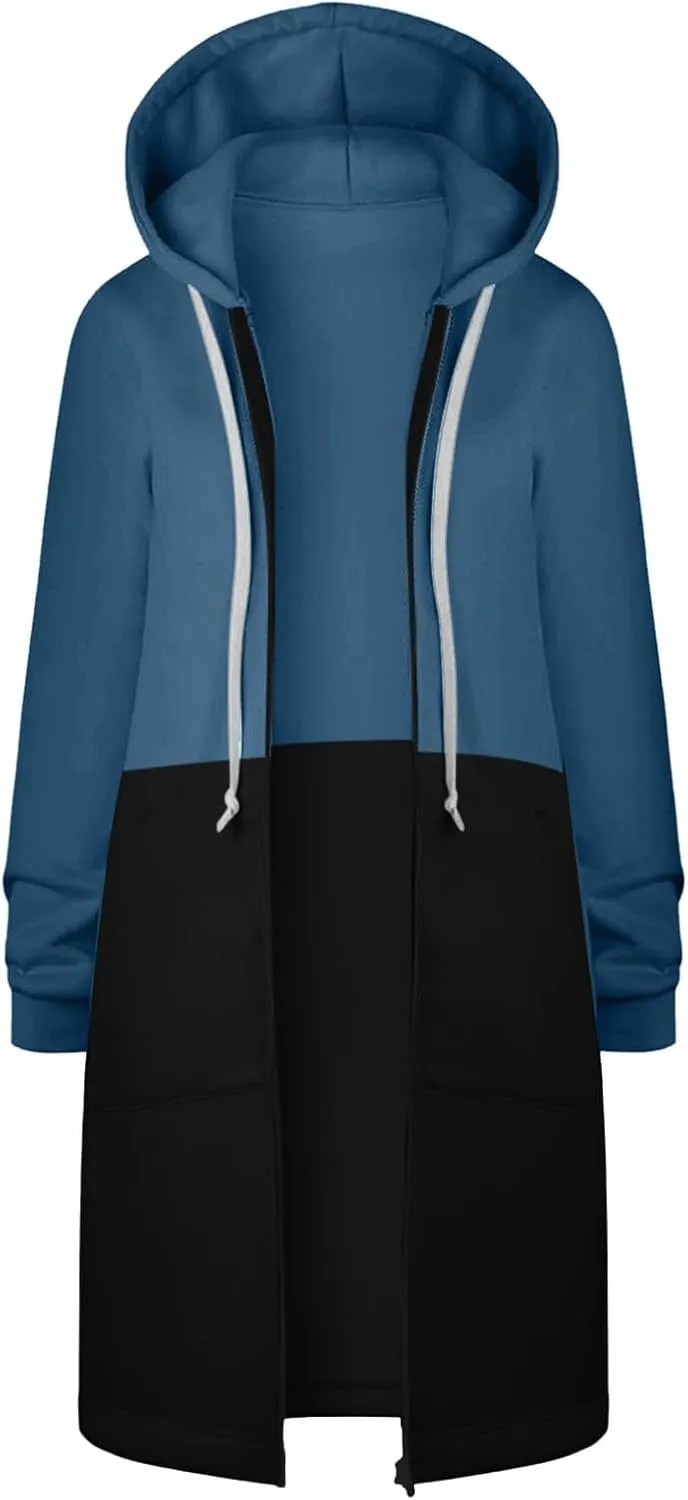 Women's Zip Up Hoodies Long Sleeve Winter Lightweight Hooded Sweatshirt Casual Jacket Coat with Pockets