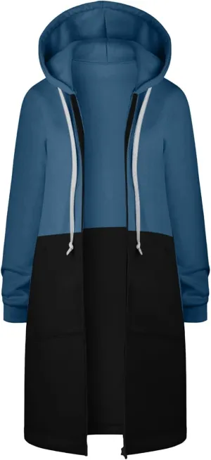 Women's Zip Up Hoodies Long Sleeve Winter Lightweight Hooded Sweatshirt Casual Jacket Coat with Pockets