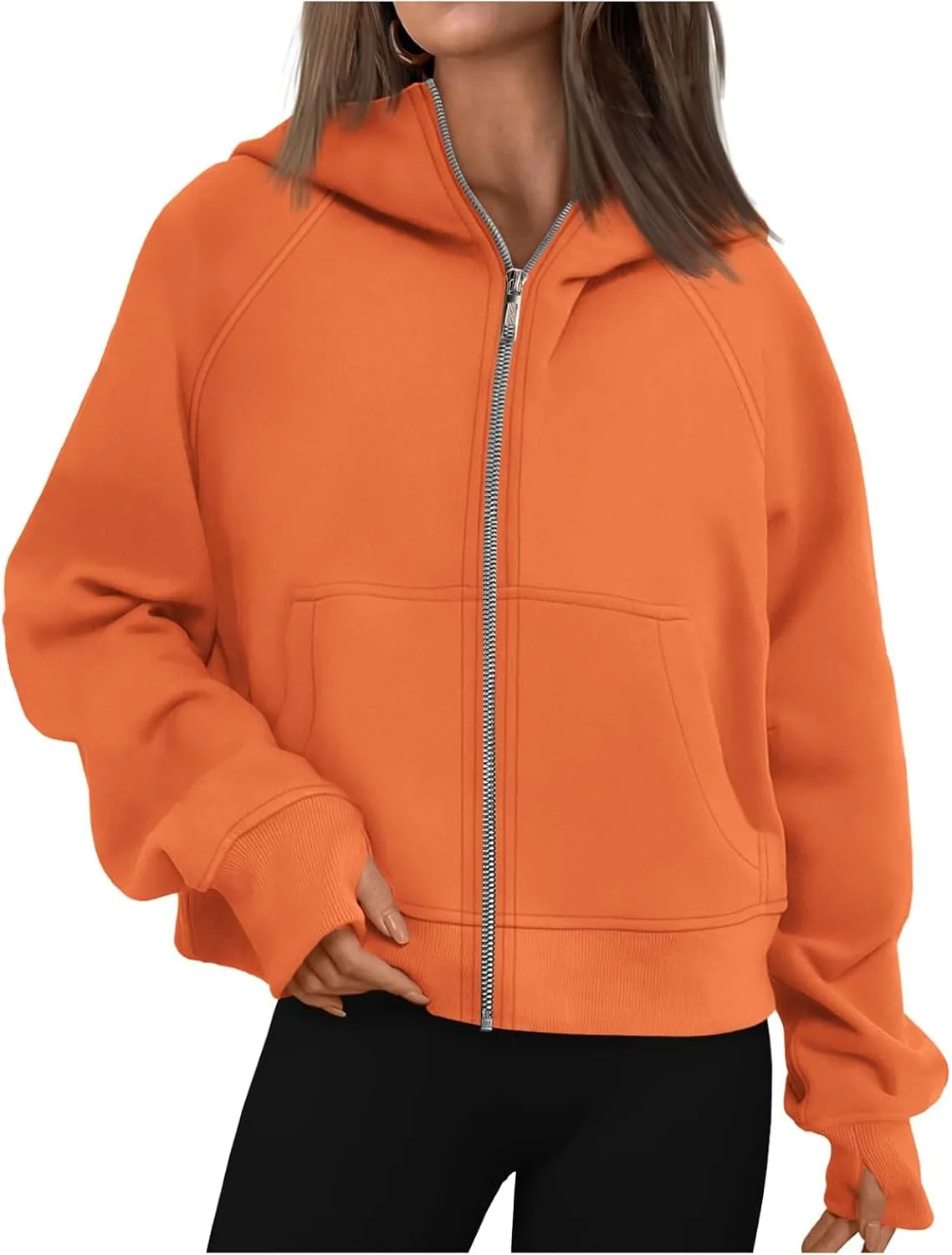 Womens Zip Up Hoodies Oversized Cropped Fleece Jackets Casual Loose Sweatshirts Fall Outfits Winter Clothes