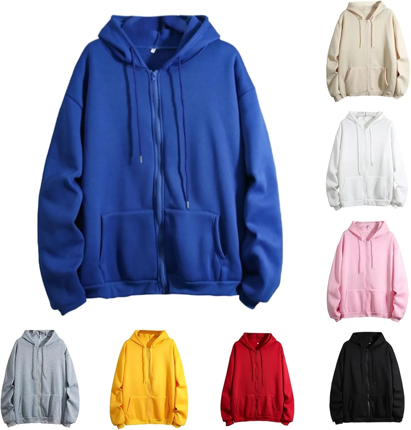 Womens Zip Up Hoodies Oversized Sweatshirt Long Sleeve Fleece Coat Workout Y2k Sweatshirts 2024 Fall Trendy