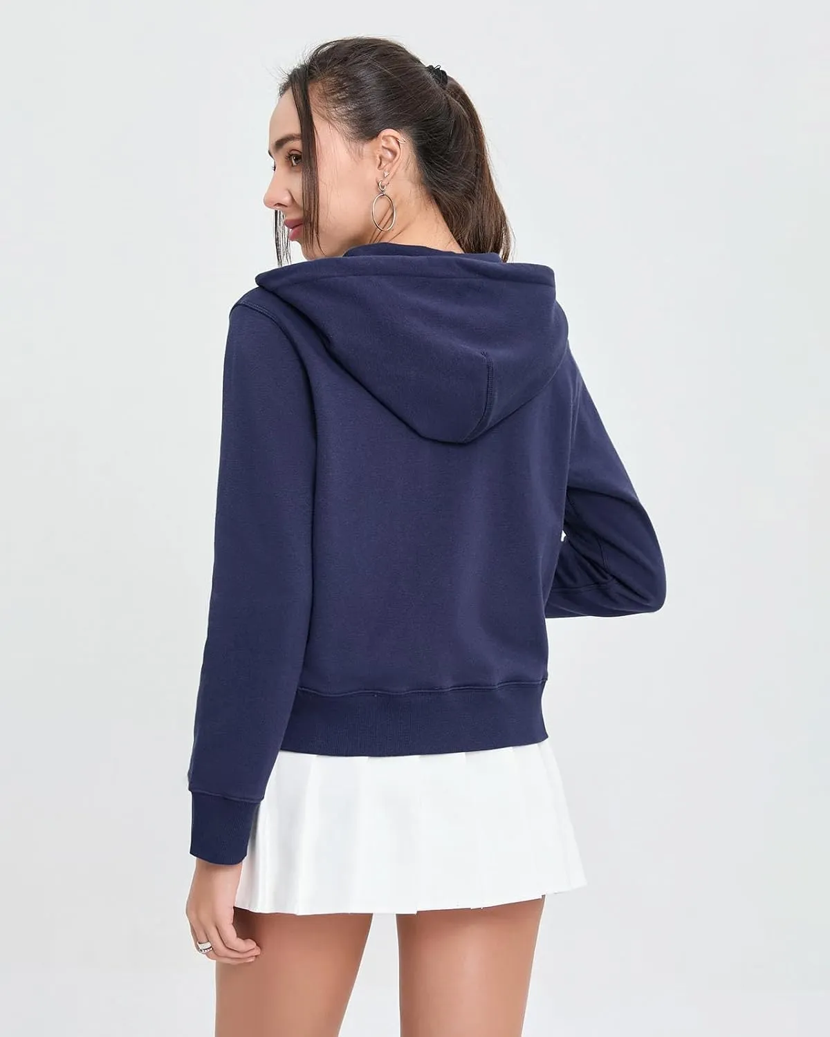 Womens Zip Up Hoodies Thin Long Sleeve Comfortable Trendy Solid Drawstring Model Teen Sweatshirts Fall