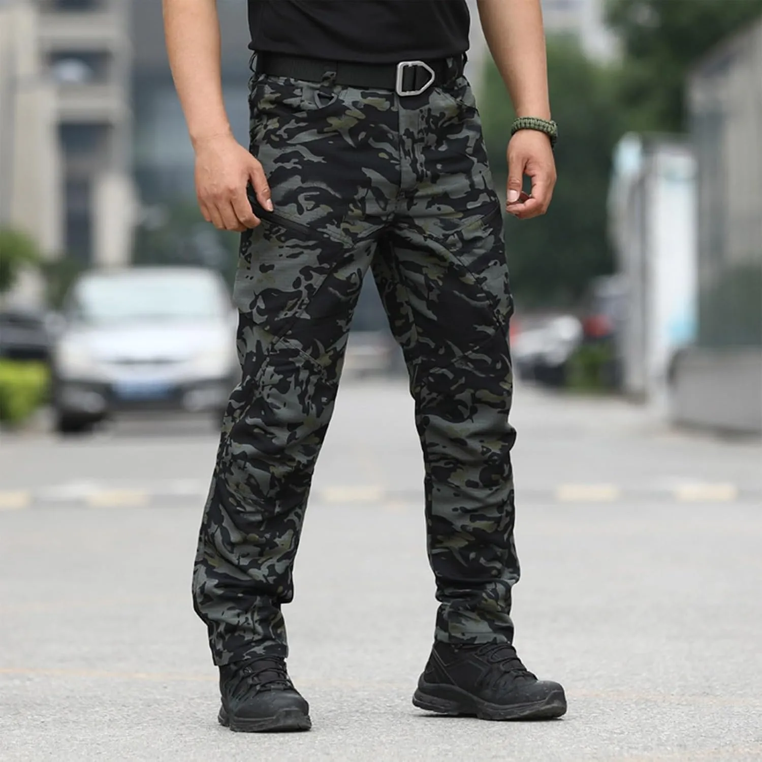 Work Pants for Men Stretch Hunting Resistant Lightweight Cargo Pants Multi-Pocket Classic Flexcamo Hiking Pants