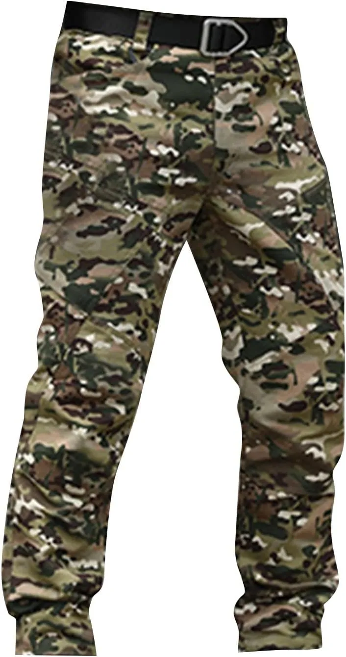 Work Pants for Men Stretch Hunting Resistant Lightweight Cargo Pants Multi-Pocket Classic Flexcamo Hiking Pants