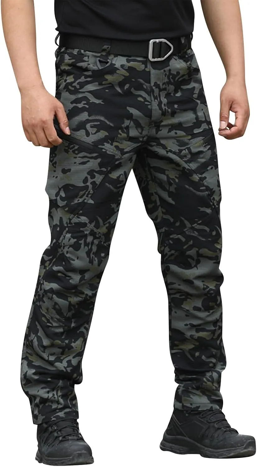Work Pants for Men Stretch Hunting Resistant Lightweight Cargo Pants Multi-Pocket Classic Flexcamo Hiking Pants