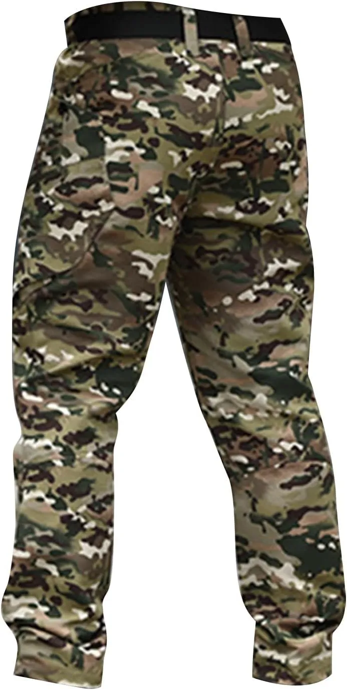 Work Pants for Men Stretch Hunting Resistant Lightweight Cargo Pants Multi-Pocket Classic Flexcamo Hiking Pants