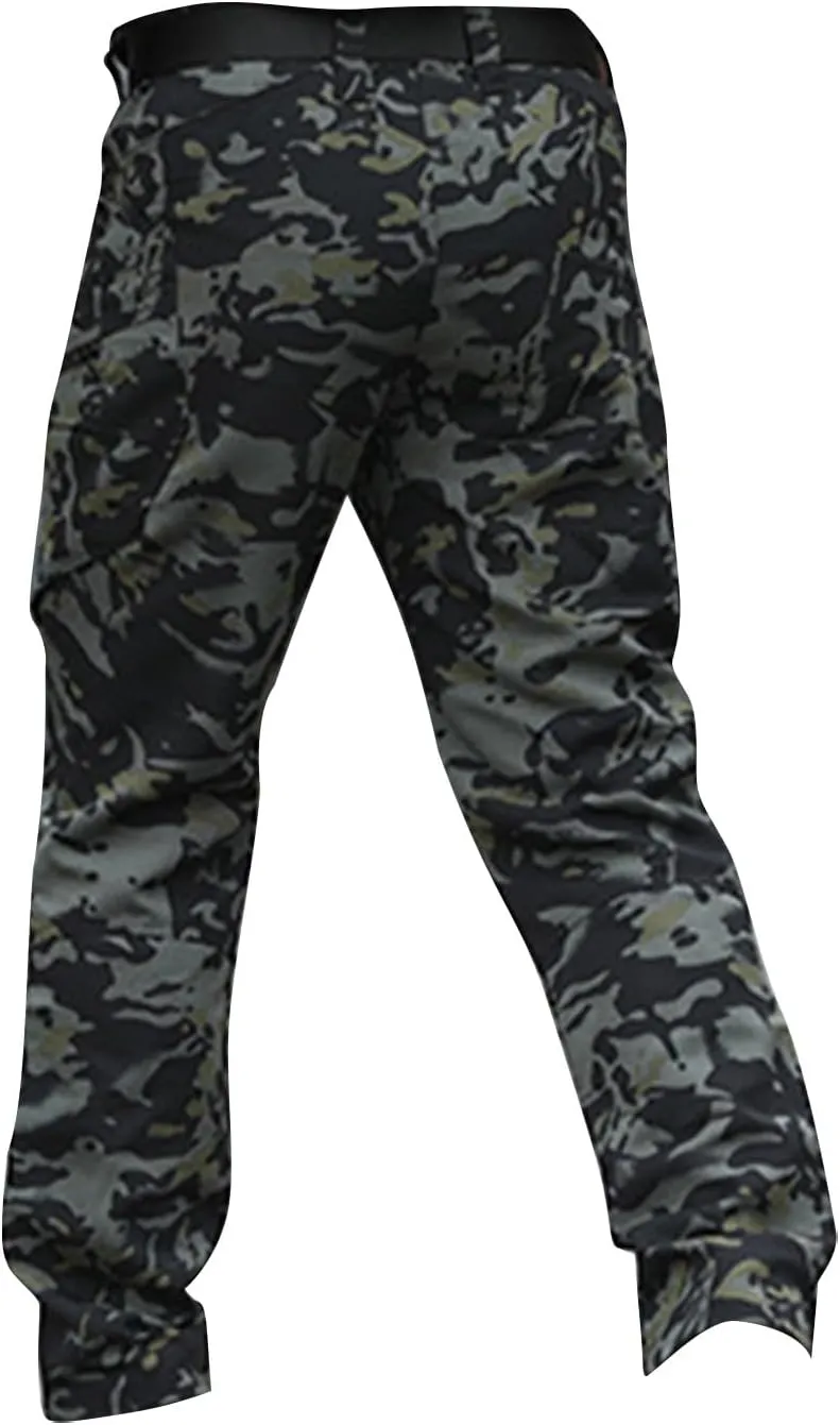 Work Pants for Men Stretch Hunting Resistant Lightweight Cargo Pants Multi-Pocket Classic Flexcamo Hiking Pants