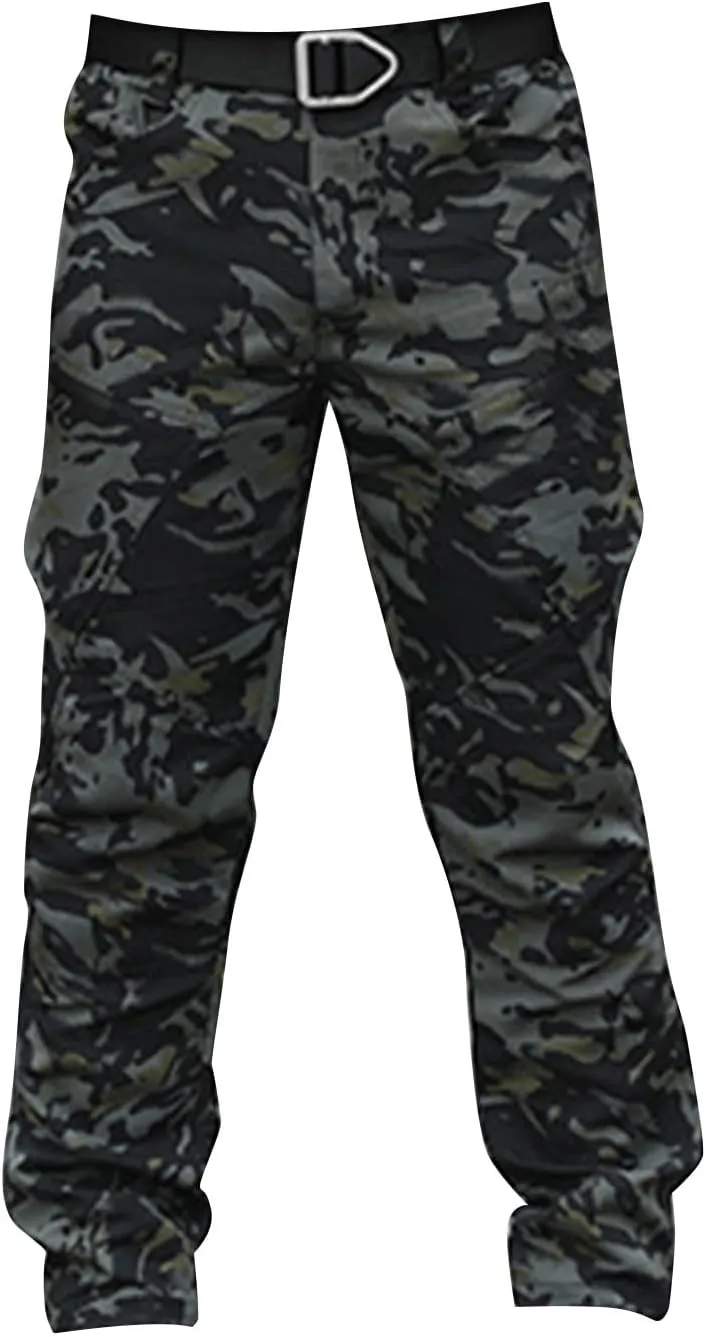 Work Pants for Men Stretch Hunting Resistant Lightweight Cargo Pants Multi-Pocket Classic Flexcamo Hiking Pants