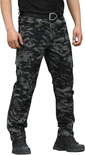 Work Pants for Men Stretch Hunting Resistant Lightweight Cargo Pants Multi-Pocket Classic Flexcamo Hiking Pants