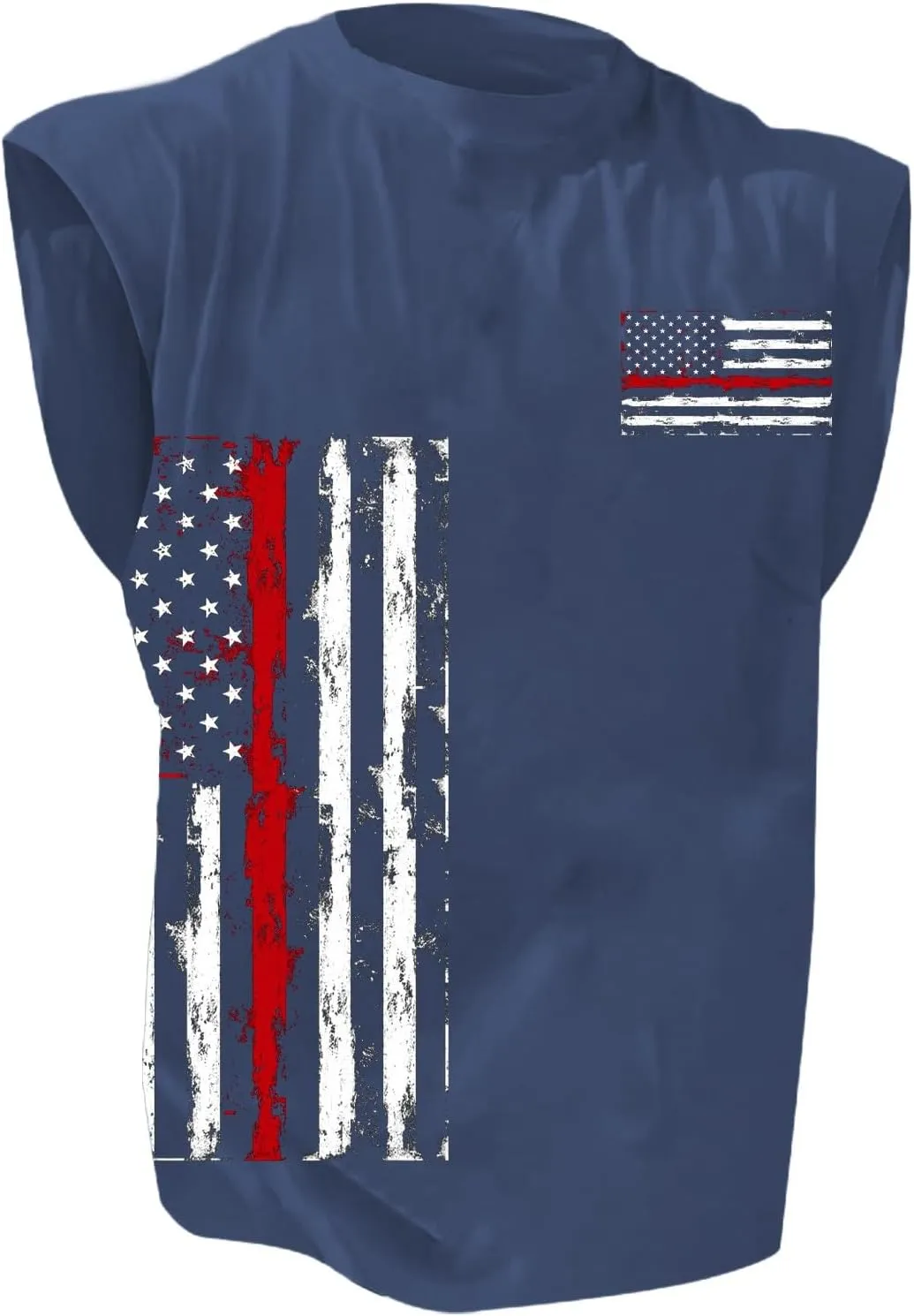 Workout Tank Tops Men American Flag Print Patriotic Crew Neck Sleeveless Shirts Summer Athletic Loose Fit Undershirt