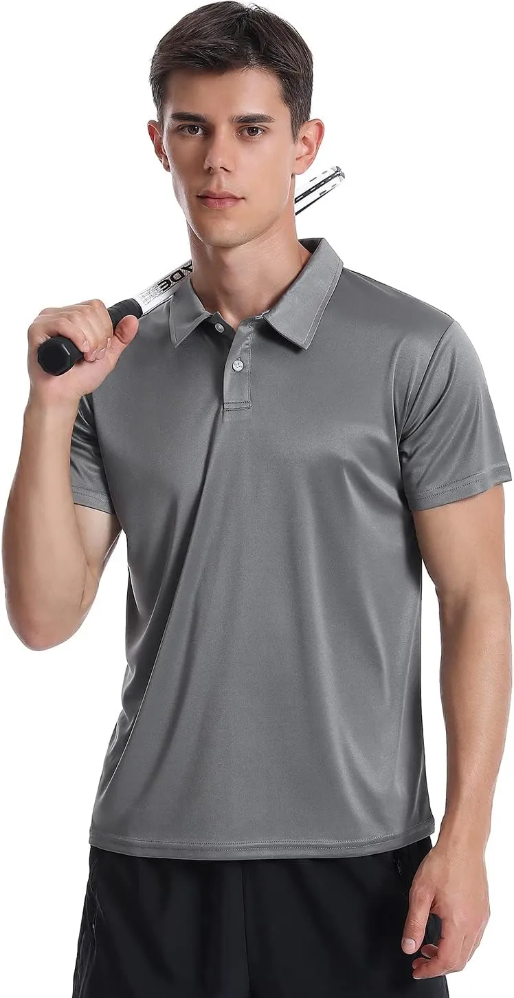 Xelky Men's Polo Shirts Quick Dry Short Sleeve Golf Athletic Shirt Moisture Wicking Casual Work Collared Polos 4 Pack