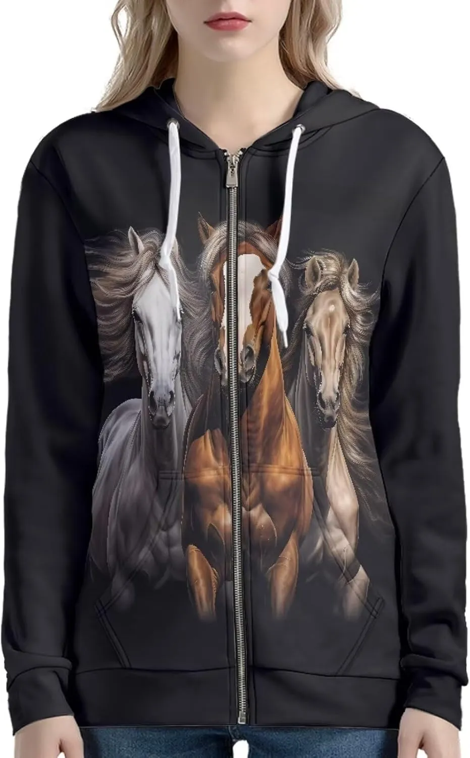 Xhuibop Zip Up Hoodie for Women Long Sleeve Shirts Plus Size Sweatshirts