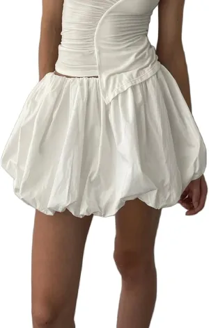 Y2k Bubble Skirt Women Ruffle High Waist A Line Puffy Pleated Flare Beach Mini Skirt Cute Going Out Short Skirts