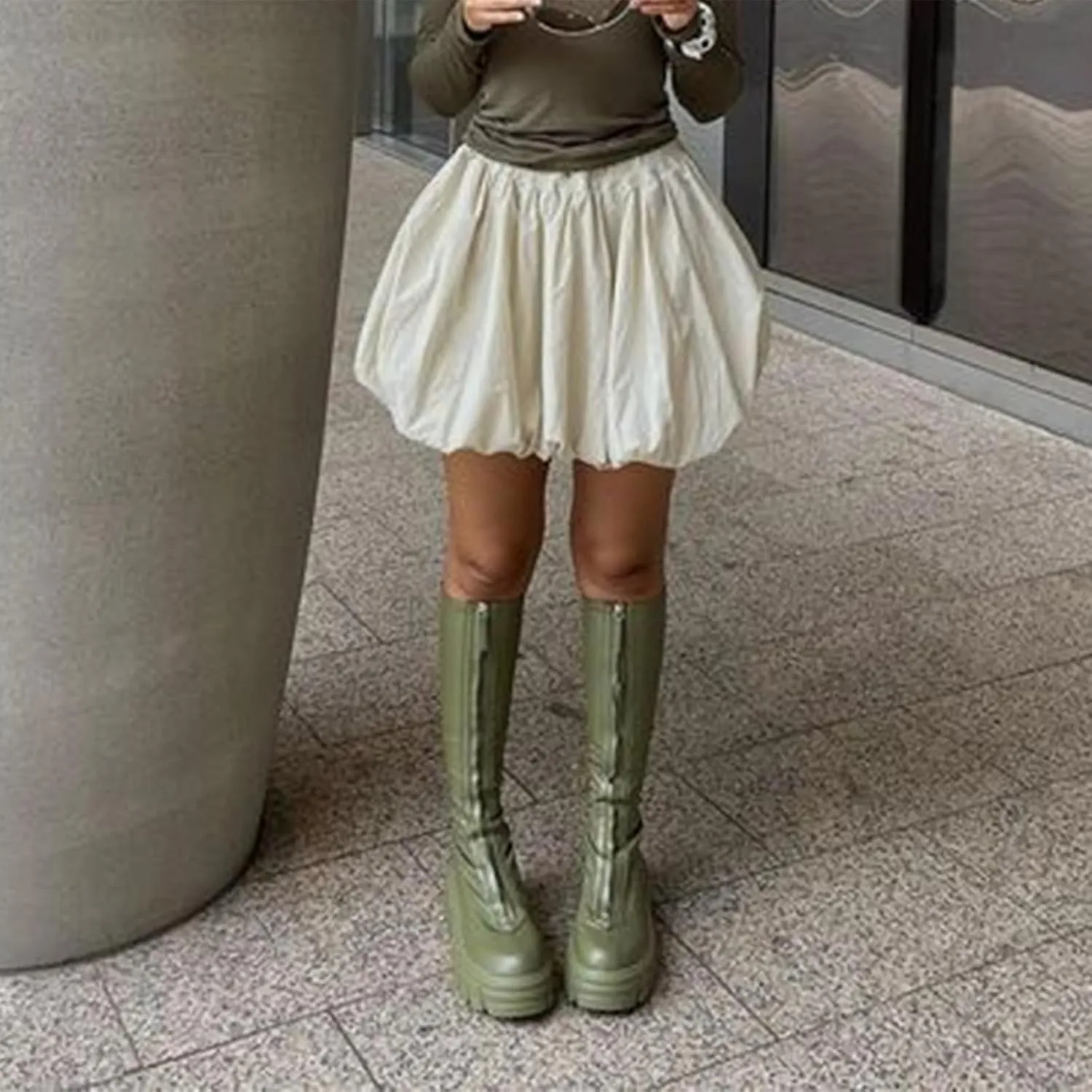 Y2k Bubble Skirt Women Ruffle High Waist A Line Puffy Pleated Flare Beach Mini Skirt Cute Going Out Short Skirts