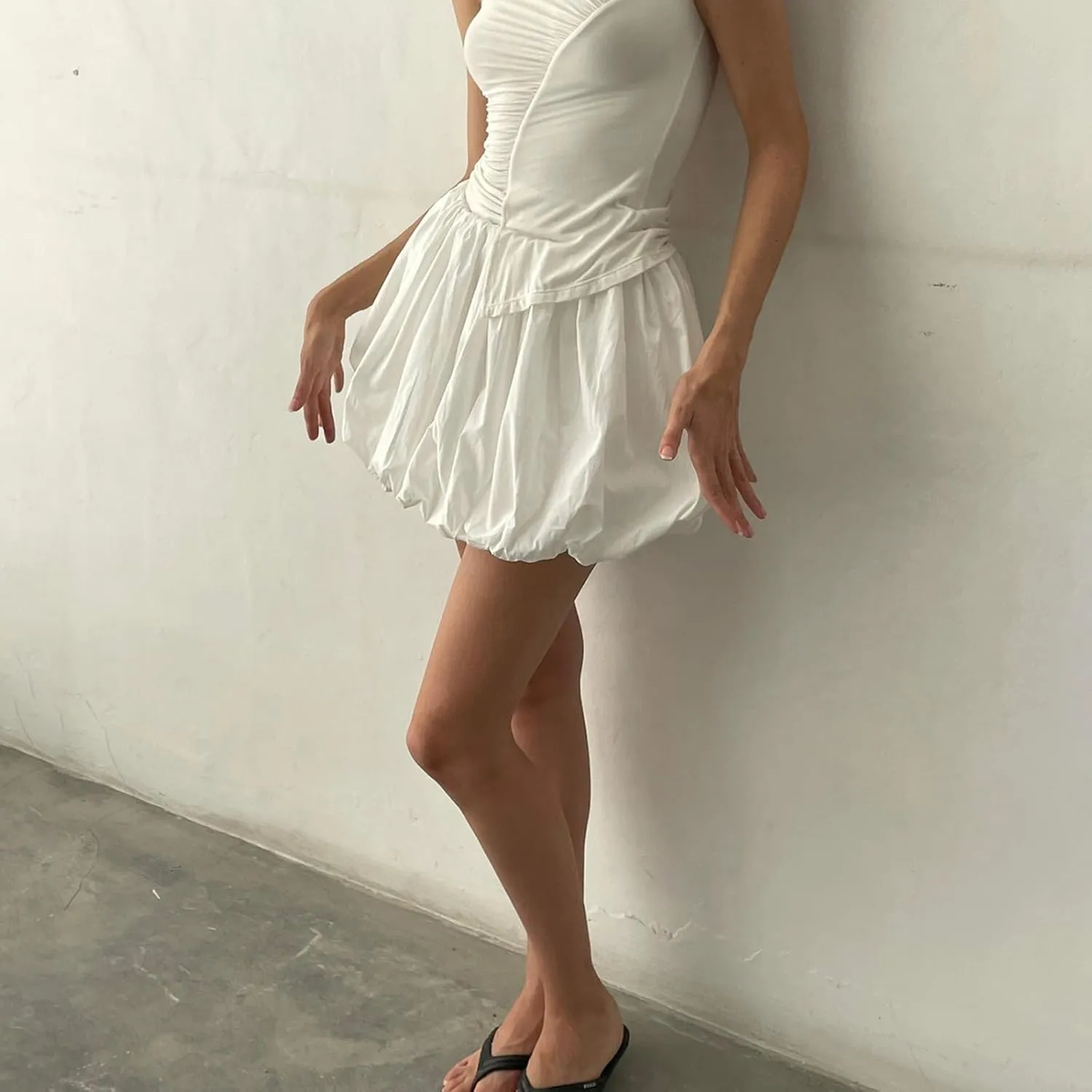 Y2k Bubble Skirt Women Ruffle High Waist A Line Puffy Pleated Flare Beach Mini Skirt Cute Going Out Short Skirts