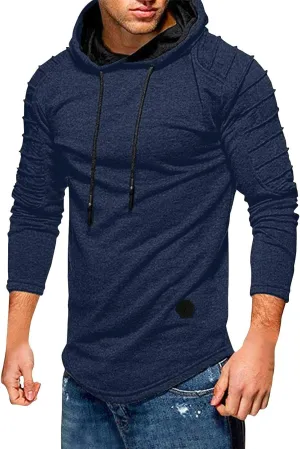 Ymosrh Men's Fashion Hoodies Sleeve Hooded Pullover Casual Workout Athletic Hoodie Sweatshirt Drawstring Sweatshirts, M-2XL