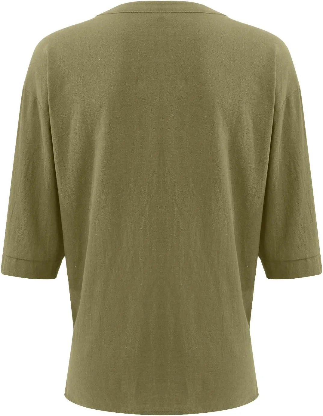 Ymosrh Men's Shirts Summer Loose Casual Cotton Linen Short Sleeve Top Solid Color Short T-Shirt Shirts
