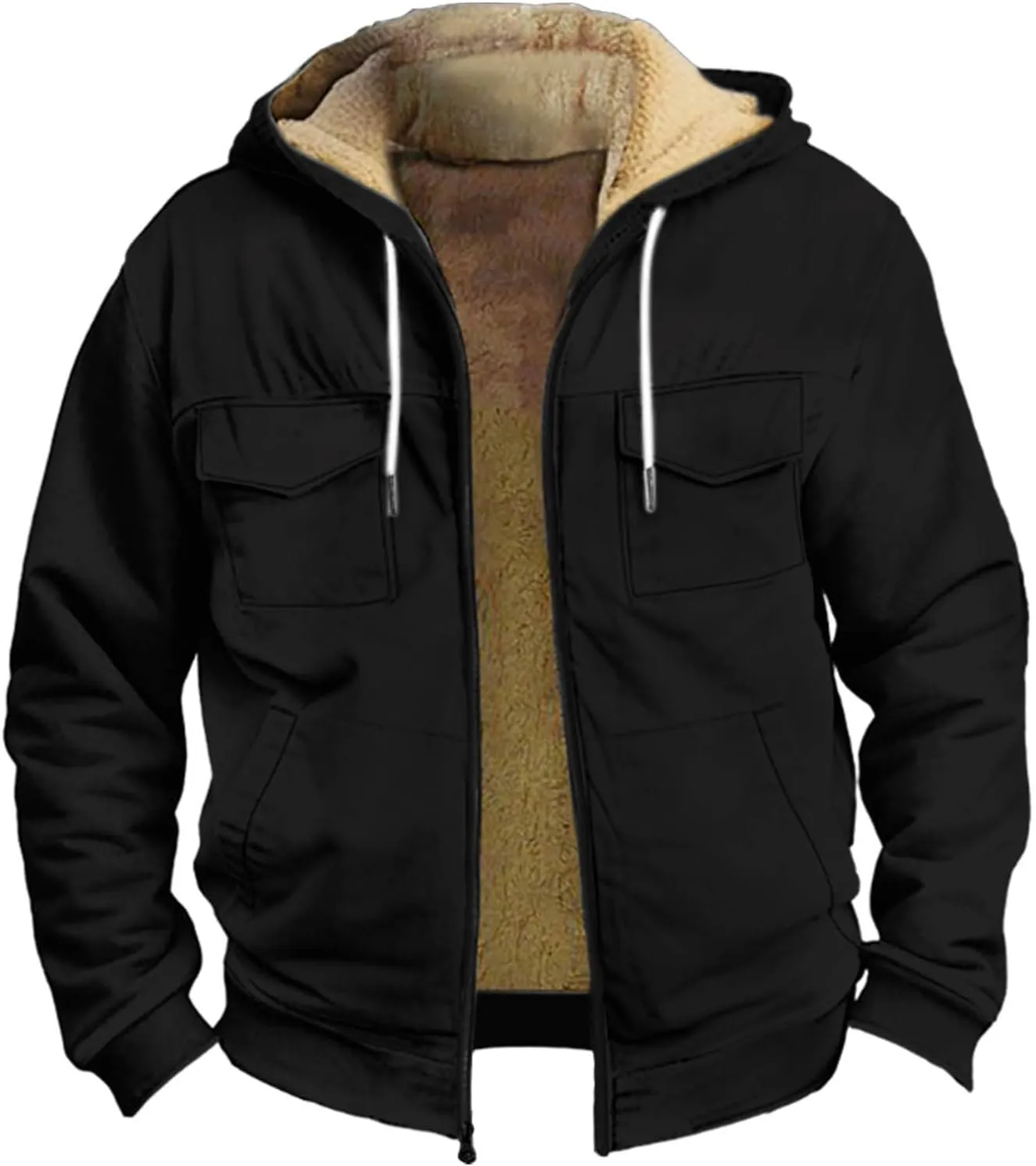 Ymosrh Men's Sweatshirt Fleece Hoodie Zip Up Fall Winter Solid Pullover Sweatshirt Casual Jacket Coat Hoodies, S-5XL
