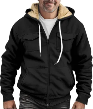 Ymosrh Men's Sweatshirt Fleece Hoodie Zip Up Fall Winter Solid Pullover Sweatshirt Casual Jacket Coat Hoodies, S-5XL