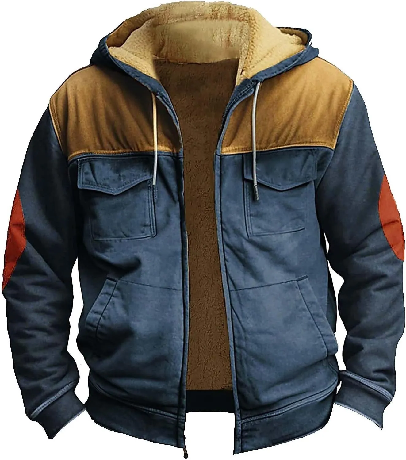 Ymosrh Men's Sweatshirt Fleece Hoodie Zip Up Fall Winter Solid Pullover Sweatshirt Casual Jacket Coat Hoodies, S-5XL