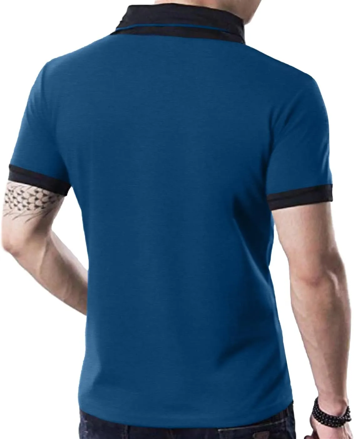 YTD Mens Cotton Casual V-Neck Button Slim Muscle Tops Tee Short Sleeve T-Shirts