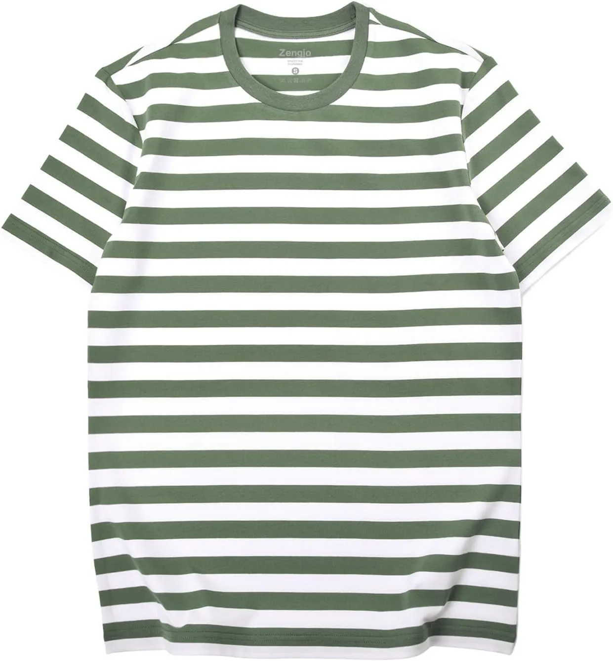 Zengjo Mens Striped Shirt Short Sleeve T-Shirts