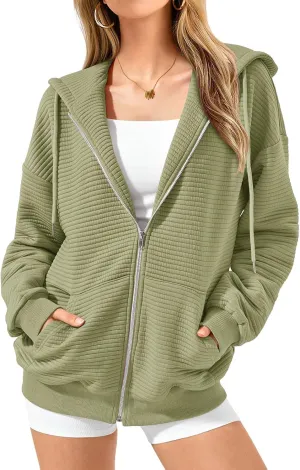 Zip Up Hoodie Women Sweatshirts for Women Y2K Quilted Jackets Hoodies Oversized Winter Fall Outfits Casual Fashion Top