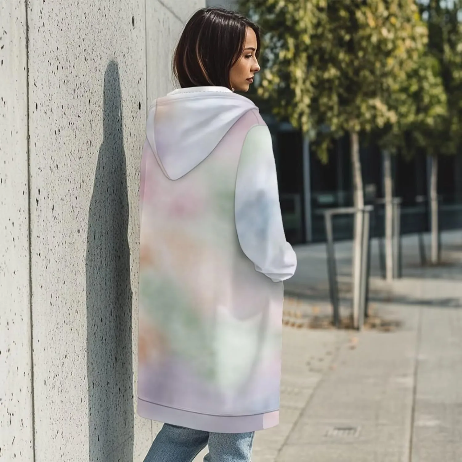 Zip Up Hoodies for Women Trendy Tie Dye Hooded Sweatshirts Oversized Long Sleeve Pullover Drawstring Jackets