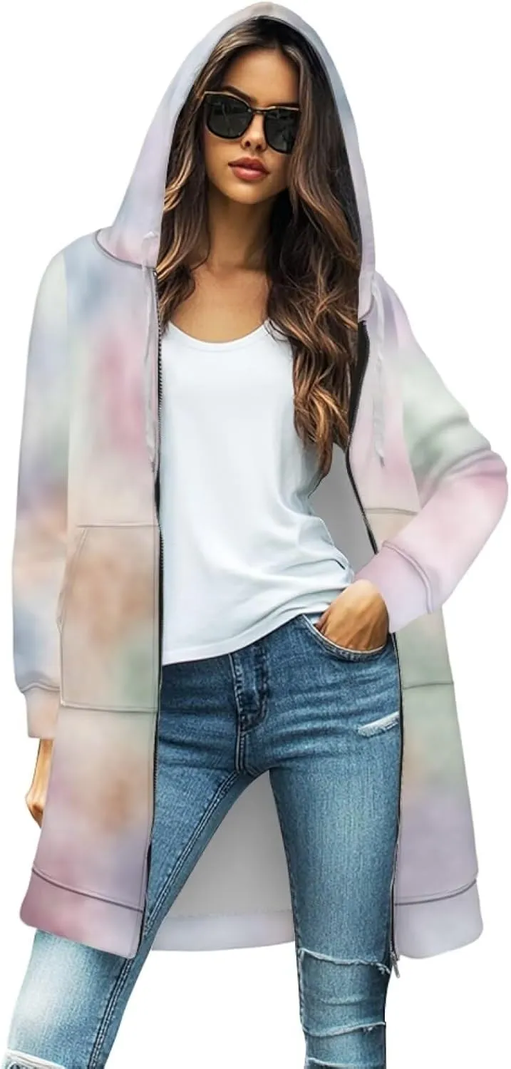 Zip Up Hoodies for Women Trendy Tie Dye Hooded Sweatshirts Oversized Long Sleeve Pullover Drawstring Jackets