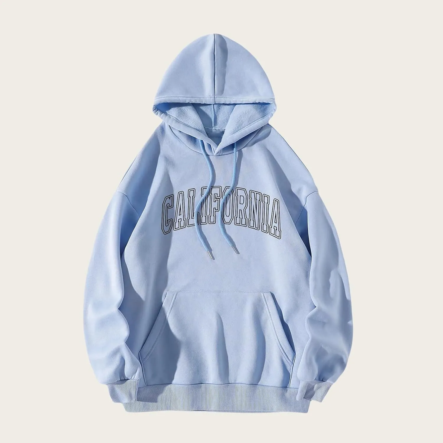ZWRXW Women's Oversized Hoodies Letter Graphic Print Long Sleeve Sweatshirts Fall Casual Drawstring Pullover Tops with Pocket