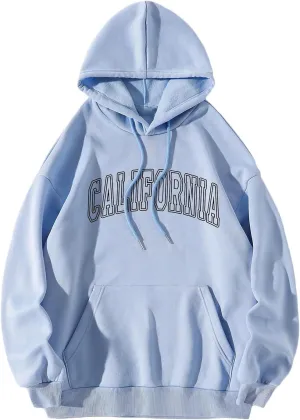ZWRXW Women's Oversized Hoodies Letter Graphic Print Long Sleeve Sweatshirts Fall Casual Drawstring Pullover Tops with Pocket